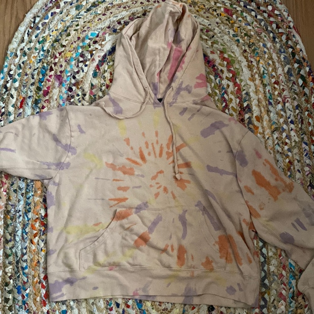 Beige Tie Dye Light-weight Hoodie Sweater